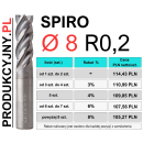 Frez fi 8 R0,2 SPIRO